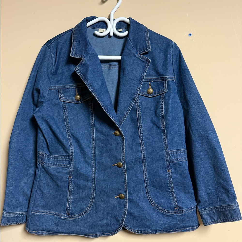 SEASONS Blue  Denim Blazer Jacket
Size Large 💜💜💜